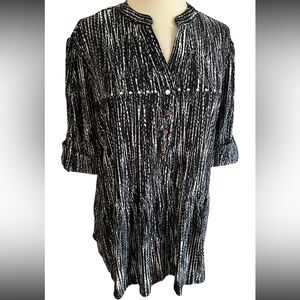 COCOMO 3X Black White Plus Size elbow sleeve women's Blouse top tun…